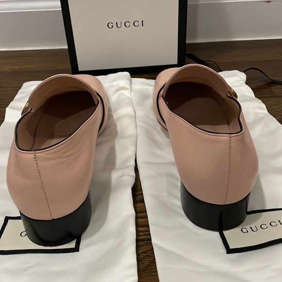 Gucci Pink Double G Logo Leather Loafers, used but great condition. - Picture 5 of 15